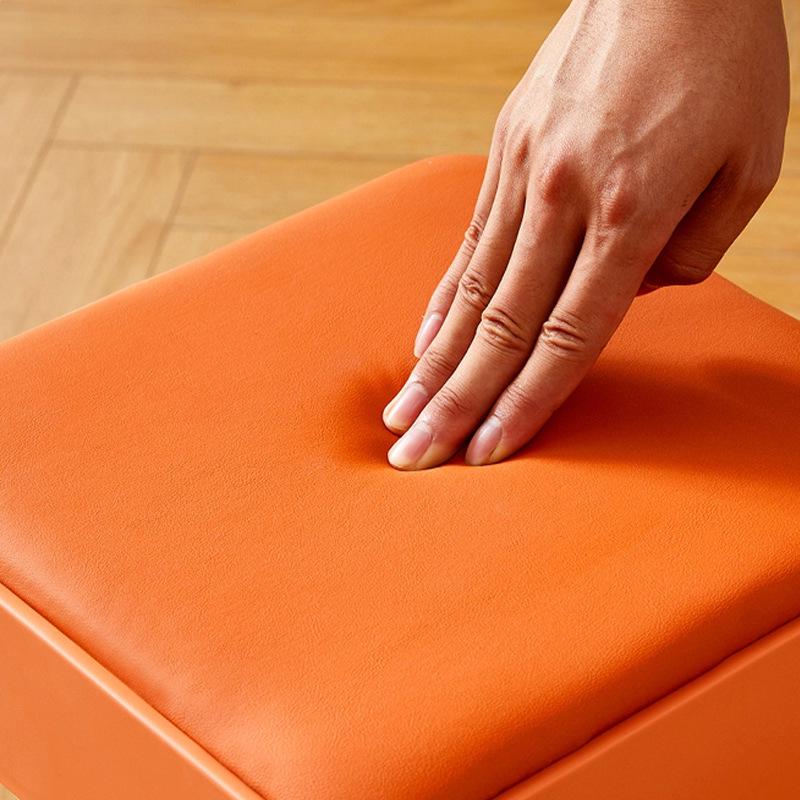 Stackable Non-slip Upholstered Plastic Stool for Dining, Living Room & Storage