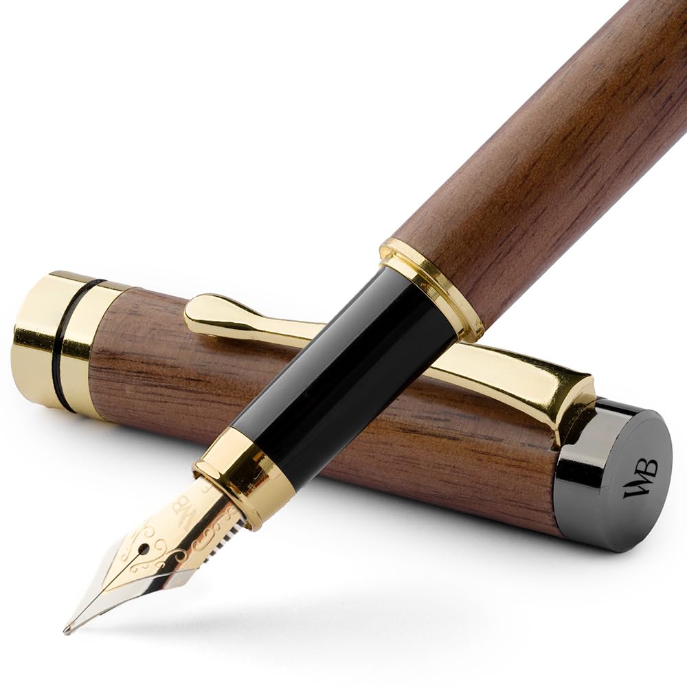 

Wordsworth Черная перьевая ручка Премиум бамбук Тонкое перо с подарком 6 чернильных картриджей и конвертер для заправки чернилами Плавное письмо и набор, - Футляр; - Ведение дневника,