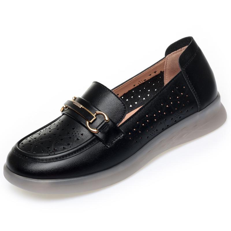 Comfortable Tiring For Middle-Aged And Elderly People In Summer Single Shoes Soft Sole Non-Slip Hollow Breathable Versatile