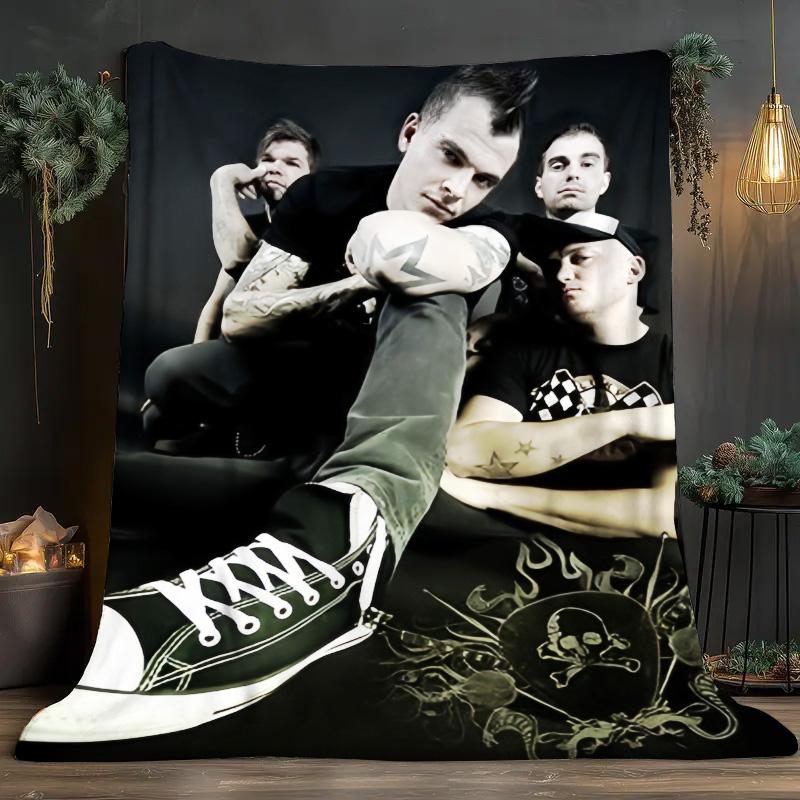 Punk Rock Band Vintage Portrait Print Fleece Blanket, Soft Warm Throw Blanket for Sofa Bed Music Fan Home Decor