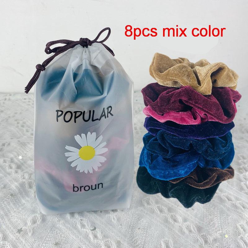 

Набор вельветовых резинок для волос из Кореи, 8 шт./упак., однотонные, эластичные резинки для волос, женские резинки для волос, веревки, держатели для хвостика, аксессуары