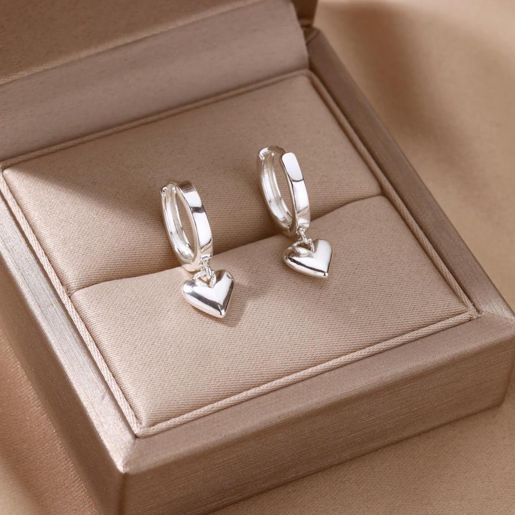 18K Gold-Plated Minimalist Heart Earrings for Women - Elegant Korean Design