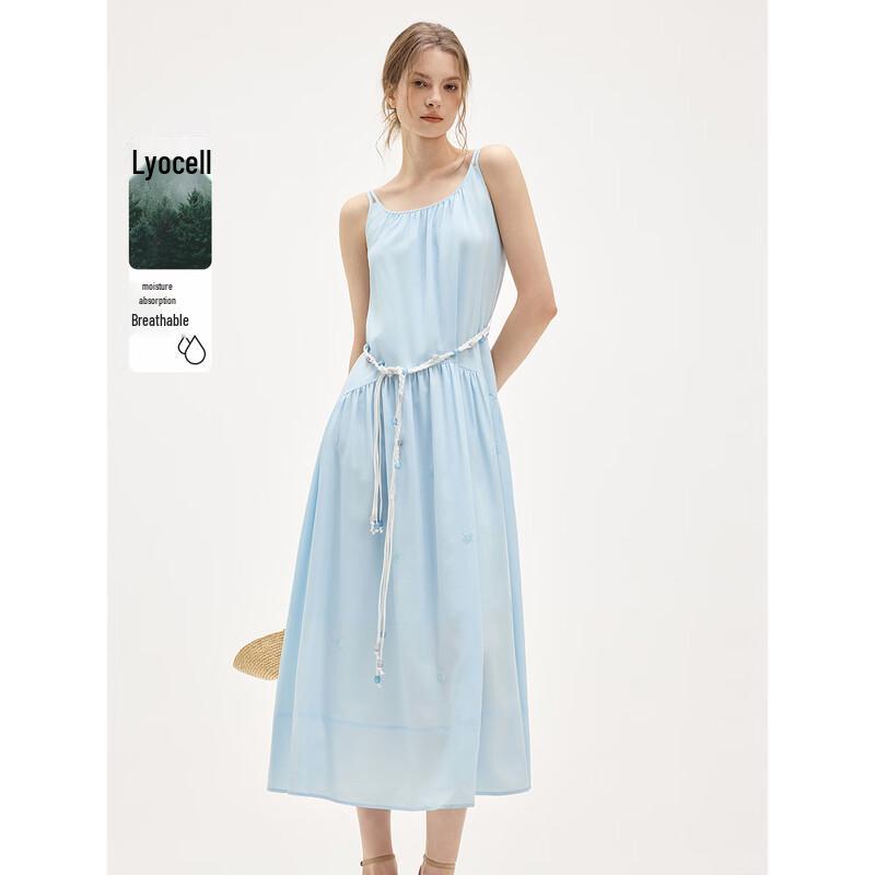ELLE French Lyocell Tencel Strap A-Line Dress L