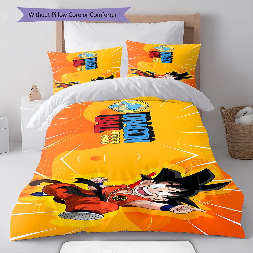 Son Goku Pattern Bedding,Quilt Set Quilt Cover Pillowcase Home Birthday Gift (1 * duvet cover + 2 * pillowcase, without core)