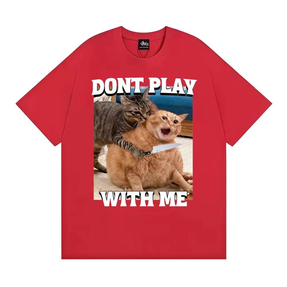 Dont Play With Me Funny Cat Meme TShirt Vintage Y2K Cat Pattern Unisex 100 Cotton Crew Neck Loose Fit TShirt Top S