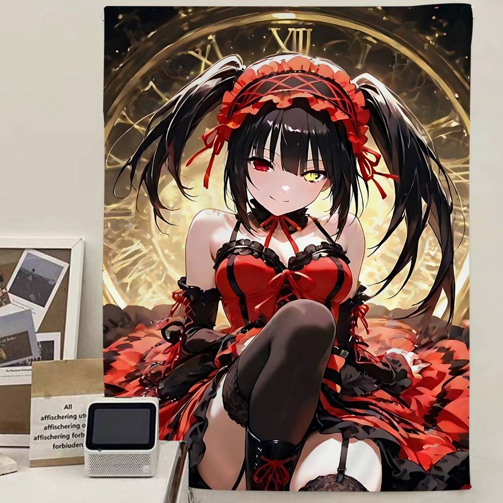 Cool And Cute T-Tokisaki Kurumi Anime Anime Tapestry Hanging Tarot Hippie Wall Rugs Dorm Home Decor