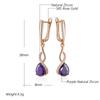 Shiny Purple Natural Zircon Long Dangle Earrings For Women  Rose Gold Color Vintage Ethnic Bride Daily Fine Jewelry