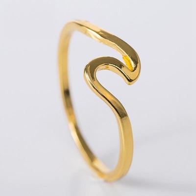 Trendy Copper-Plated Silver Wave Ring