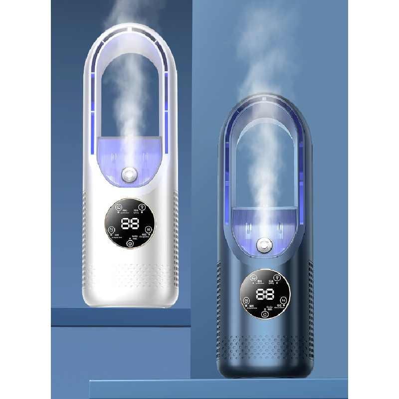 Ventilatore da scrivania USB ricaricabile con umidificatore a spruzzo e funzionamento touch per casa e regalo