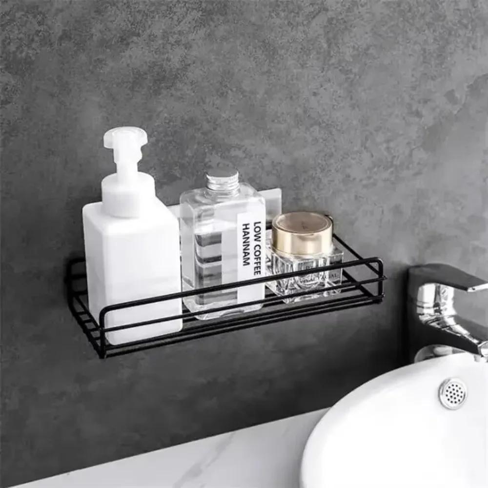 Bathroom Toiletries Storage Rack Wall Mounted Non Perforated Right Angle Storage Rack Shampoo Rack Shower Drainage Basket
