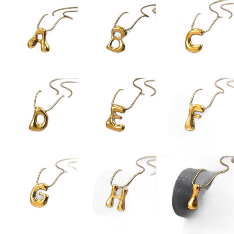 Personalized Gold-Plated Titanium Letter Necklace for Women - Fashionable Clavicle Chain Jewelry