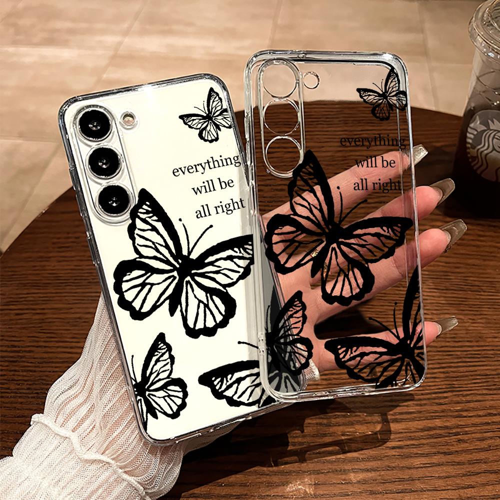 Trendy Butterfly Phone Case For Samsung Galaxy Note 20 S25 S24 S23 S22 S21 Ultra FE Plus A55 A54 A53 A35 A34 5G Silicone Funda