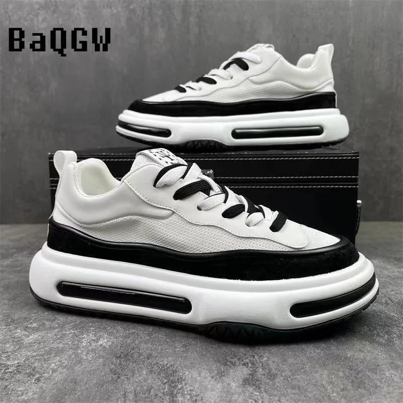 Fashion Fashion Designer Color Block Party Shoes Breathable Lace-up Men Casual Chunky Sneakers Thick Bottom Vulacnized Driving Walking