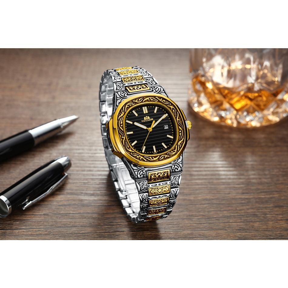 Paulareis Quartz Carved Parrot Calendar Glow Men's Watch QUARTZ WATCH