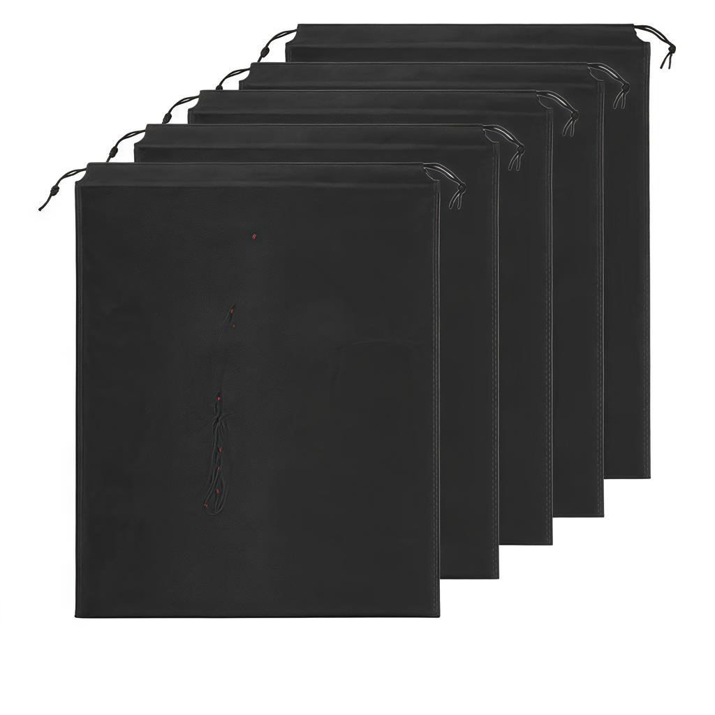 10/5 Pieces Black Portable Travel Bag with Drawstring Closure -Space-saving and Moisture-proof Sports Shoes and Shoes Storage Bag