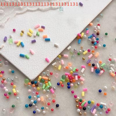 1 Caixa de Acessórios para Unhas DIY Mini Macaron Bolhas Contas para Unhas Charme 3D Resina Colorida Completa Doce Caviar Contas para Unhas Decoração
