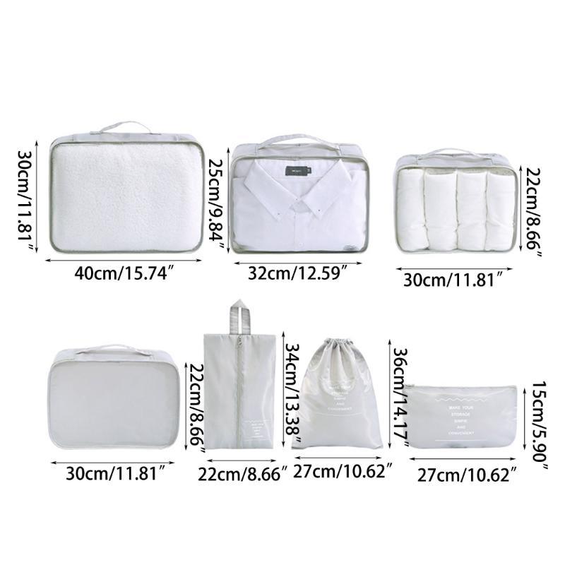 652F Seven-Piece Storage Suit Travel Clothes Storage Pouches with Drawstring Bags