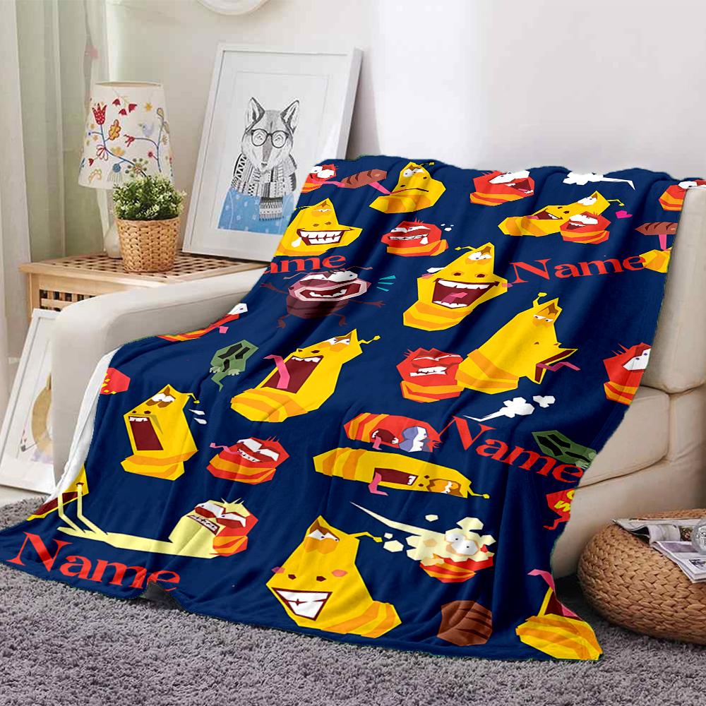 Customiz Name Personality Larva Blanket Soft &Warm Sofa Office Bed Travel Lunch Break Blanket, Gift Suitable All Seasons