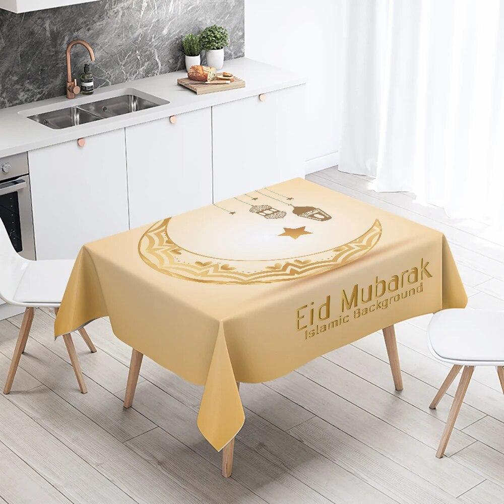 Eid Home Decoration Tablecloth Ramadan Arabic Calligraphy Muslim Decorative Tablecloth Waterproof and Stain-proof