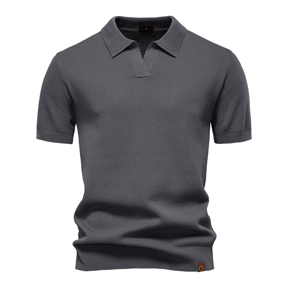 2025 New Summer Men's Golf Polo Shirt Premium Solid Color Breathable Collared Knitted Social Casual