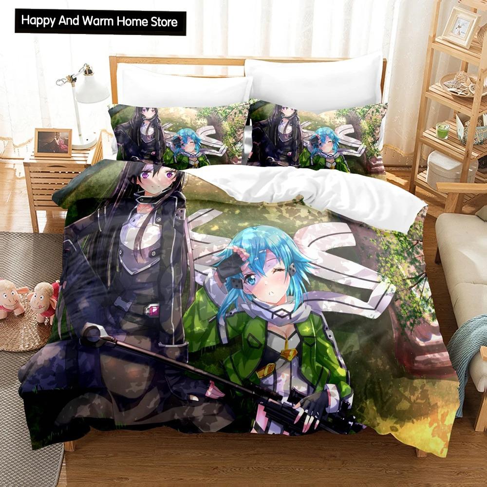 

Comforter Japan Cartoon Anime Sword Art Online Bedding Sets Polyester 3D Gift For Boys Twin Single Queen King Size S Comforter (quilt)-EU Single(135*200cm)3pcs