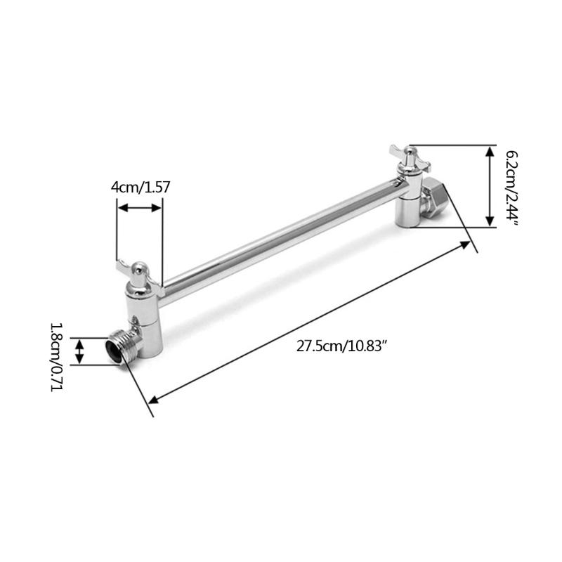 11 Inch Adjustable Shower Arm Universal Connection Solid Brass Shower Adjustable Angle Anti-leak Shower Extension Arm