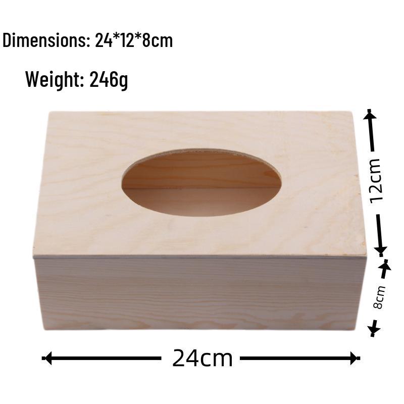 Natural Pine Wood Tissue Box with Oval Opening