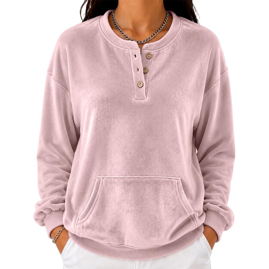 Women's Casual Color Velvet Long Sleeve Sweatshirt Comfortable Pullover