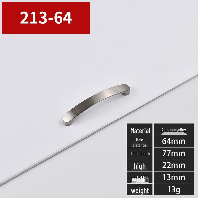 Modern Minimalist Brushed Die-Cast Aluminum Cabinet and Wardrobe Door Handle
