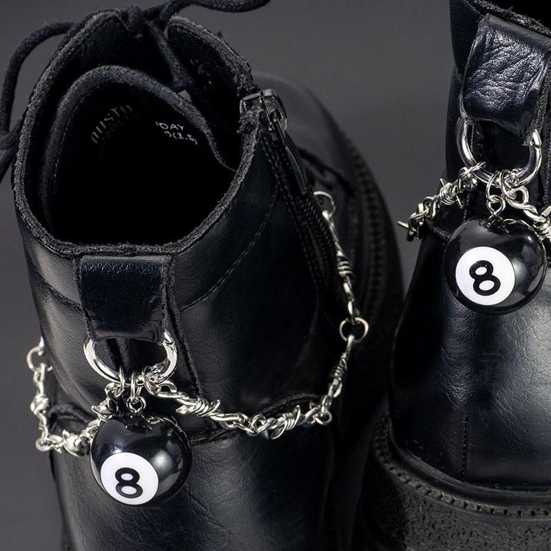 1Pc Gothic Punk Style Detachable Double Thorn Shoe Decor Chain Easy-Release Buckle Mechanism Ideal Diy  Accessory