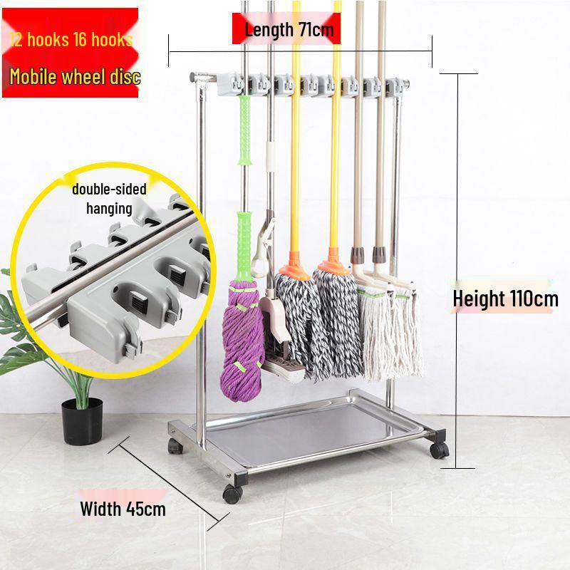 Κινητή Βάση Σφουγγαρίστρας & Οργανωτής Εργαλείων Καθαρισμού από Ανοξείδωτο Ατσάλι