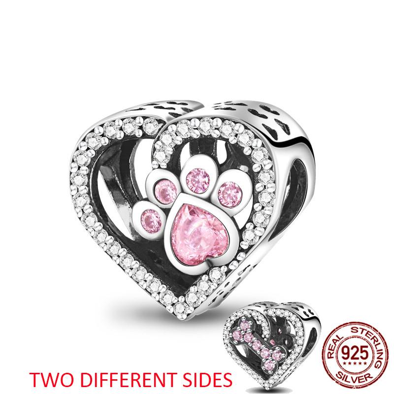 Dog Pet Charms Copper Doggy Paw French Bulldog Bones Beads Fit Original Pan Bracelet Diy Fine Jewelry