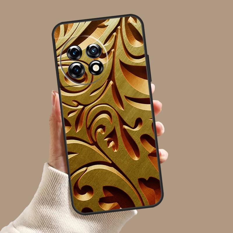 Gold Floral Pattern Case For OnePlus Nord CE 5 2 3 4 Lite N30 OnePlus 13 11 12 15 13T 13R 10T 12R 9 10 Pro Cover