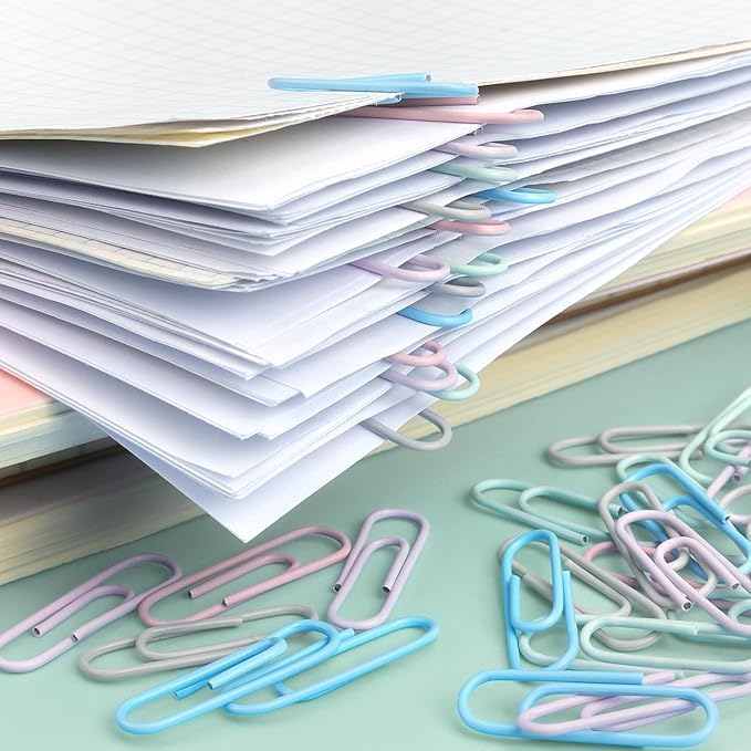 Accuprints Stationery Set With 50 Push Pins, 8 Paper Clips, 80 Binder Clips In Pastel Pink, Purple, Mint Green Colors, 3 Small