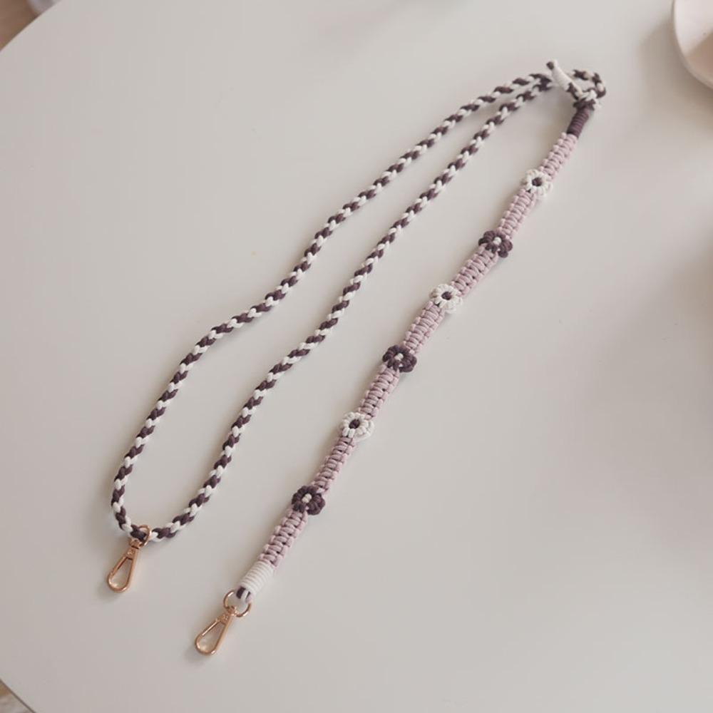 

Braided Mobile Phone Lanyard Daisy Flower Neck Strap Korean Style Phone Strap фіолетовий