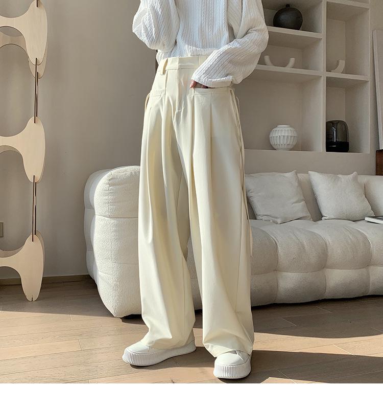 Men's Cool Italian Naples Trousers - Loose, Wide-Leg Design with a Draped Style