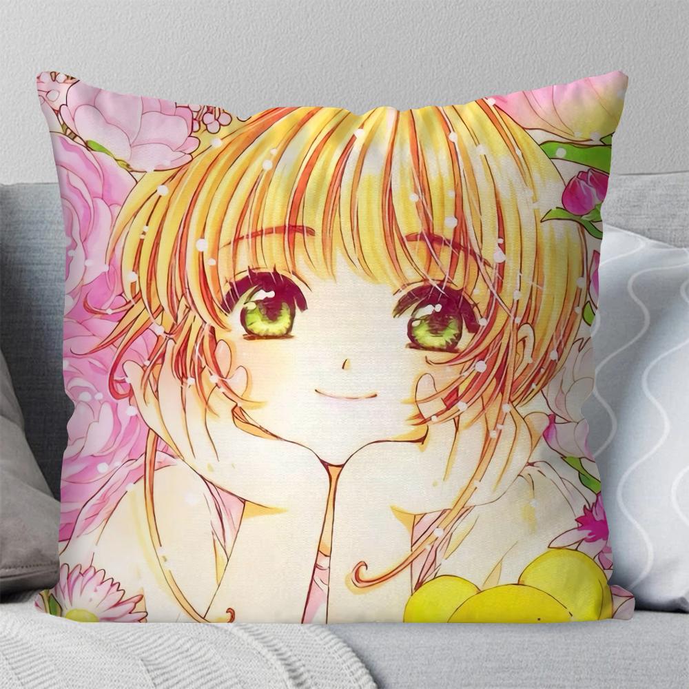 1pc C-Cardcaptor S-Sakura Magical Girl Manga Pillow Case Square Pillow Bedroom Sofa LeisureCar Living Room Home Decoration 40X40