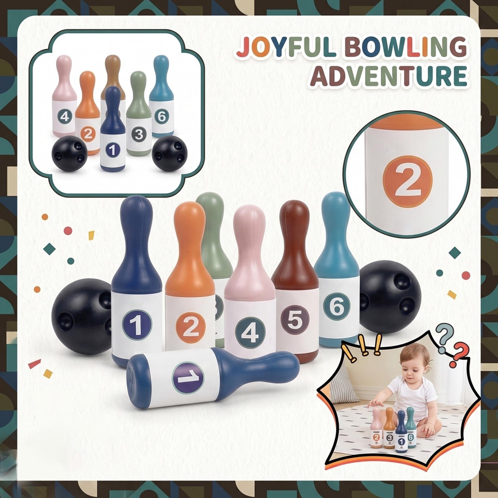 

Children s Bowling Set 6 Plastic Balls And 2 Lightweight Bowling Balls, Suitable As A Gift For Boys And Girls one size белый