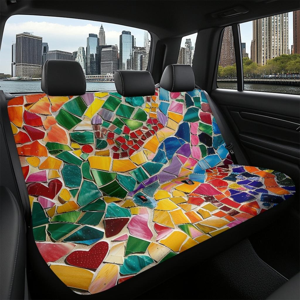 Waterproof Car Seat Covers Full Set Abstract Digital Print Airbag Compatible Front Rear Seat Cushions Non-Slip Protectors for Daily Use