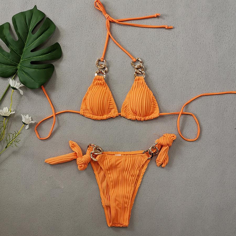 Summer new wave cloth metal ring strap bikini women's swimsuit women