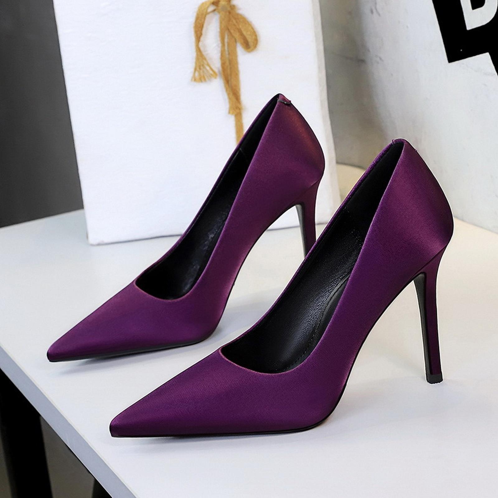 

Women s Satin Pointed Toe - Stiletto Party Pumps 38 фіолетовий