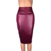European & American Matte Faux Leather High Waist Knee-Length Bodycon Skirt for Women