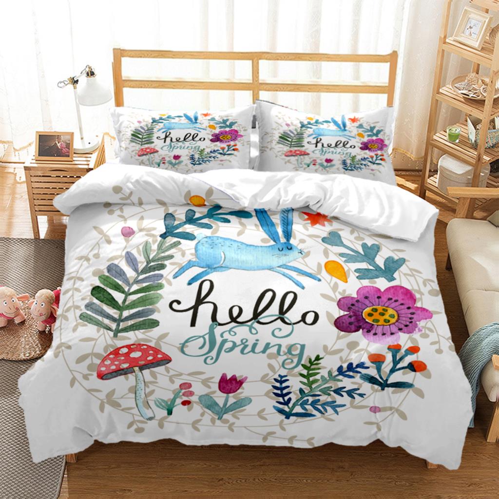 Bunny HD Bedding Set Teen King Bedding Set Children's Bed Down Duvet Cover Pillow Cover Bedding Set
