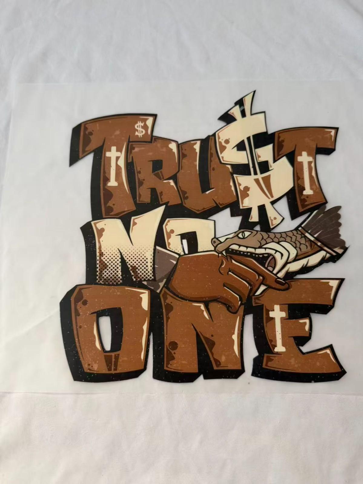 Trust No One Snake Iron On Heat Transfer Graphic Large Shirt Decal M