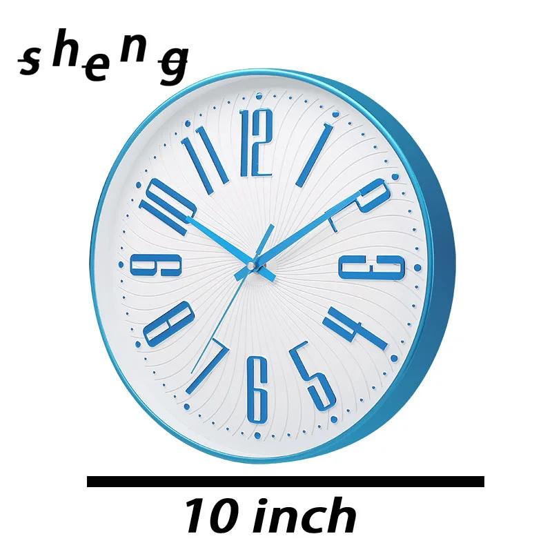 10 Inch Simple Mute Wall Clock Does Not Tick Round Three-dimensional Wall Hanging Clock for Study Classroom Living Room School