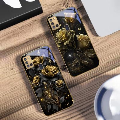 Juweelachtige glans Voor Samsung A 31 32 A33 A34 35 14 A15 13 16 25 26 50 52 53 54 55 56 70 71 72 73 Gouden glazen telefoonhoes