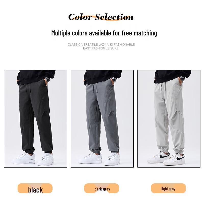 Jeep Men's Summer Thin Embroidered Loose Cargo Pants