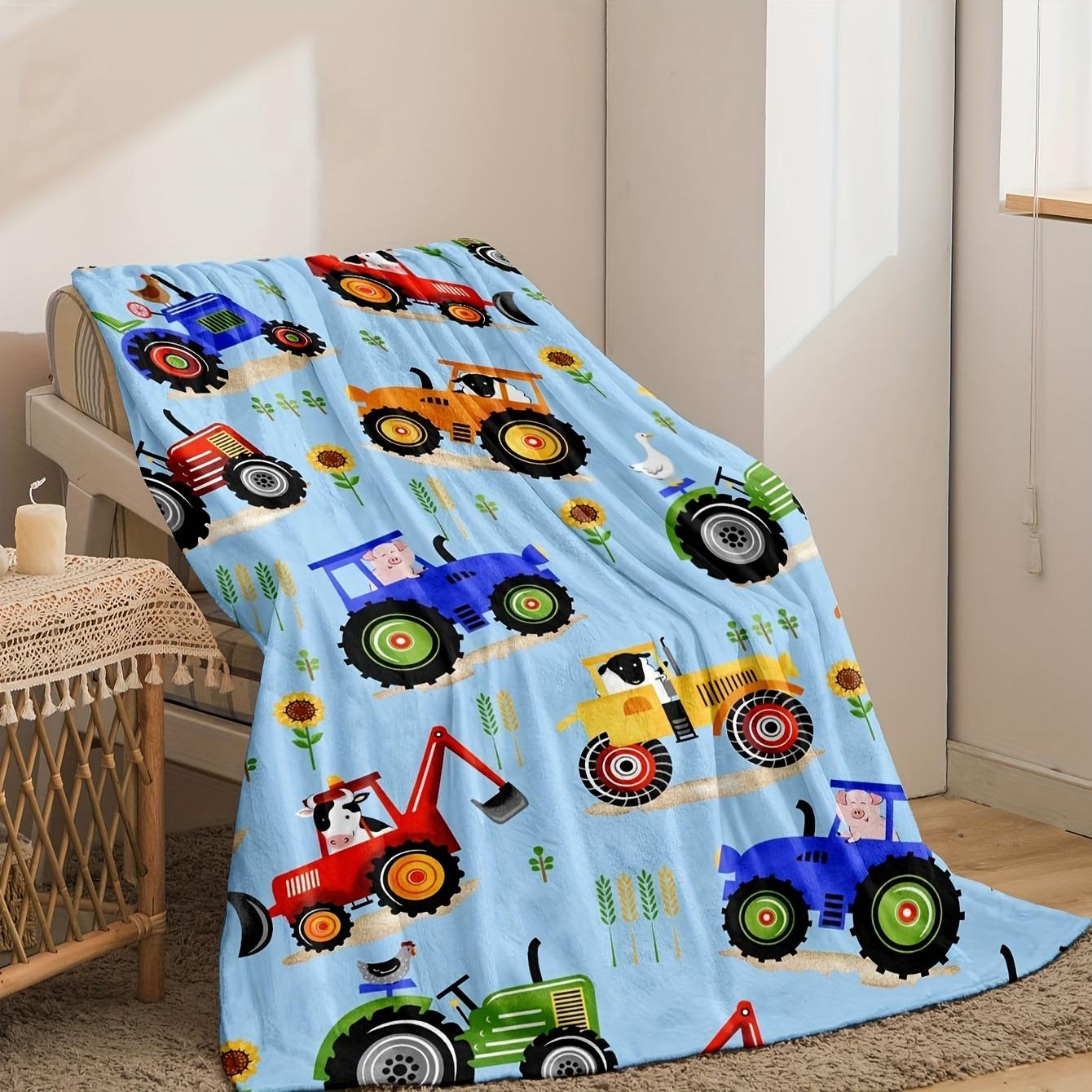

1PC Cute Trucks Toy Fashion Blanket Vehicle pattern For Boys Girls Anniversary Birthday Gift Festival Gifts Soft Fashion Blankets all season 130x150cm(51x59in)