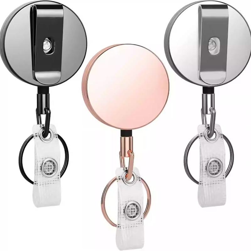 1Pc Metal Retractable Easy Pull Key Ring Id Holders Lanyard Badge Holder Reel Name Badge Tag Card Clip Recoil Reel Belt Clip