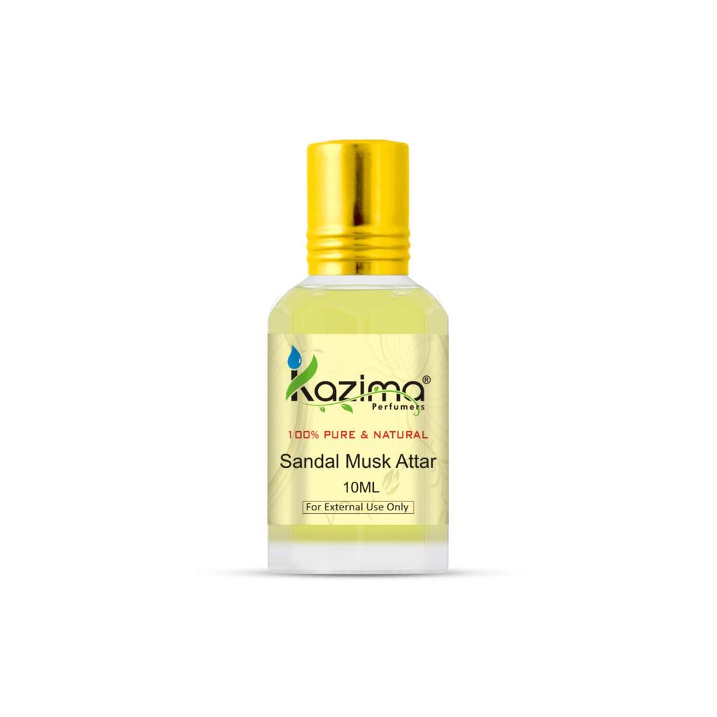 KAZIMA Sandal Musk Attar Perfume For Unisex - Pure Natural Undiluted (Non-Alcoholic) (10ml)